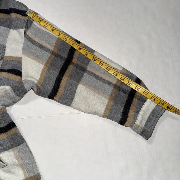 ZARA Womens M Shacket Shirt Jacket Plaid Oversized Button Down Fleece Fall Cozy - Picture 10 of 10